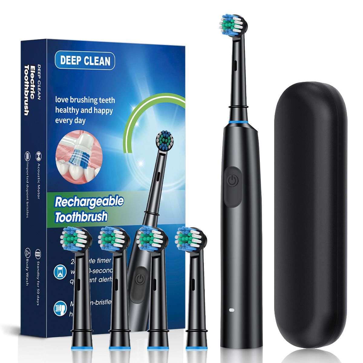 Adult Rechargeable Rotary Electric Toothbrush Soft Bristle Waterproof Household Toothbrush For Men Women Daily Use