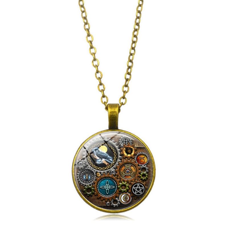 Mechanical Time Gemstone Pendant Necklace CRRSHOP free shippingpendant+chain # 02