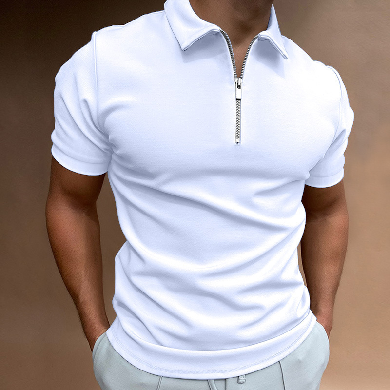 Al678151836785 Men's Summer Casual Polo Shirt Solid Color Short Sleeve Lapel T-Shirt