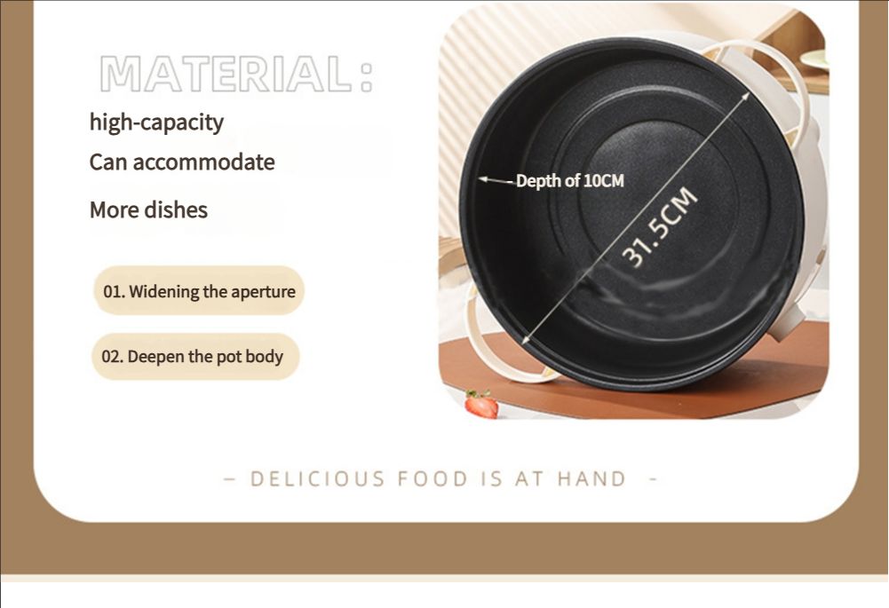 Huiran Dual-purpose multifunctional electric hot pot household multifunctional frying and stir-frying sub-controlled speed boiling electric hot pot non-stick electric cooking pot integrated hot pot 6L