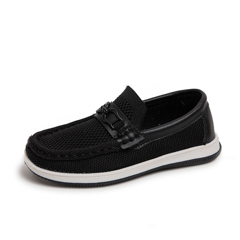 Loafer Kid Children's Shoes Spring Autumn New Flyknit Shoes Children's British Style Casual Shoes Slip on Bean Shoes