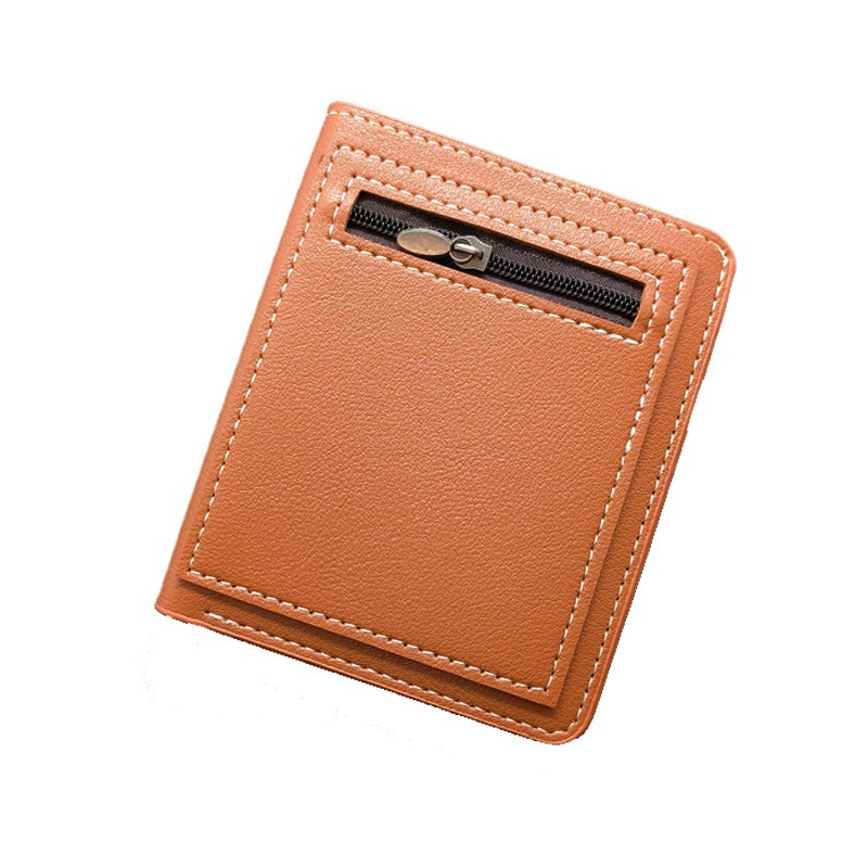 414 men's zippered coin purse, multi-position leather wallet, short boy's wallet