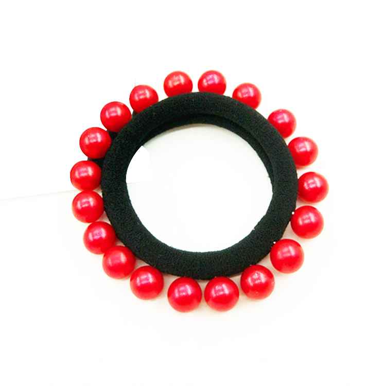 Tospino Women Red Small Pearl Seamless Elastic Hair Band Hair Circle Rope 50pcs