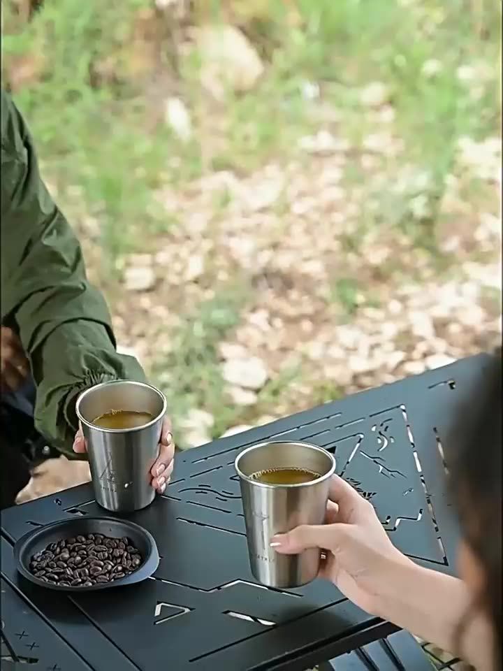 Xiaomi - style 304 stainless - steel camping coffee and beer cup set, travel - portable, suitable for camping, with a drop - resistant water cup