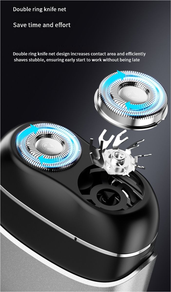 New mini electric shaver, fully washable with dual magnetic heads, suitable for home use and portable, men's facial hair trimmer