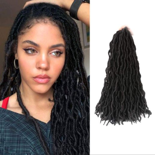 Obaasima Strands Faux Locs Crochet Braids Hair Pre Looped Soft Dreadlocks Braiding Hair Faux Locs Pack- Soft Locs Crochet Hair BLACK (2#)