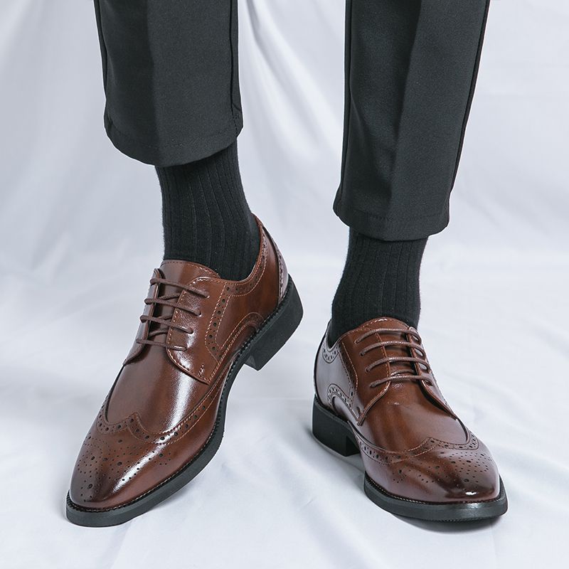 Men Oxford Brogue Leather Shoes Man Elegant Dress Formal Shoe Male Footwears The Suit For Official Office Wedding Party Business