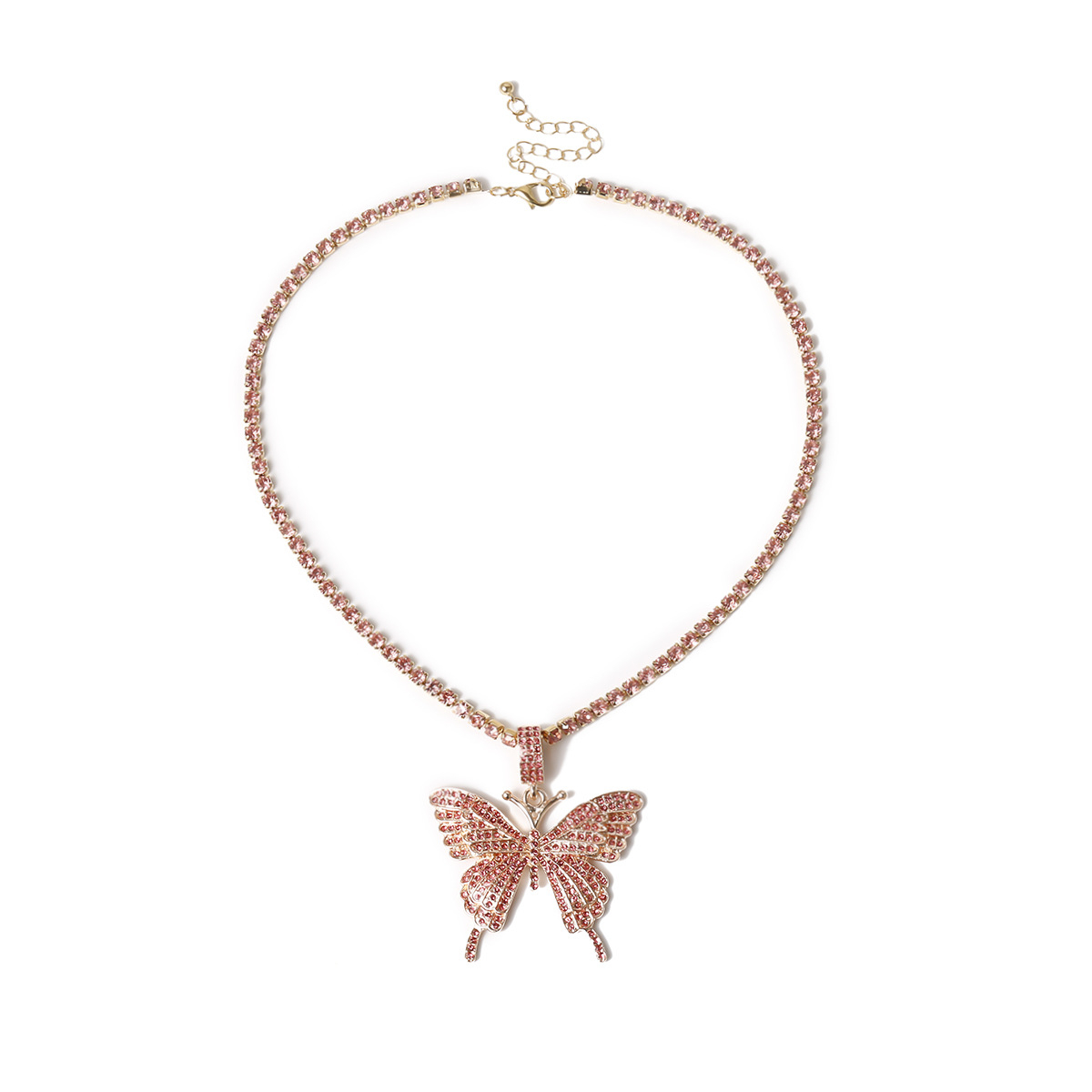C2914 bohemian crystal butterfly necklace diamond-set butterfly pendant flashing girl clavicle chain