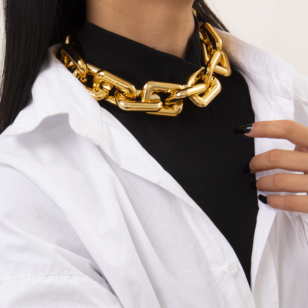 C03803 Punk Hip-hop Style Geo Chunky Chain Necklace Choker for Women Girls