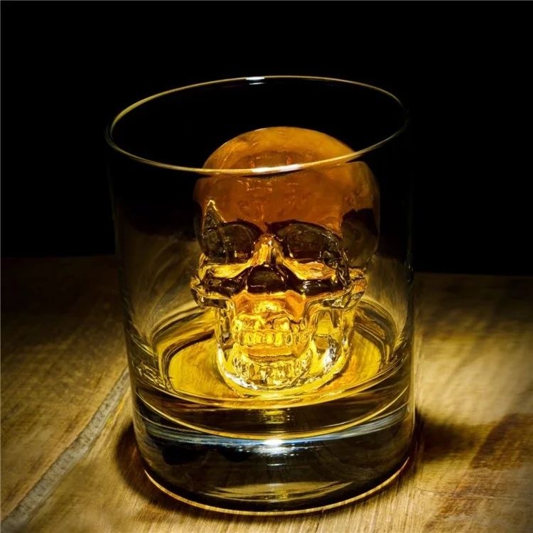 3D Skull Ice Cube Tray, Silicone Ice Maker Molds with Funnel, 4 Cavity Ice Cube Tray for Ice Cream & Party