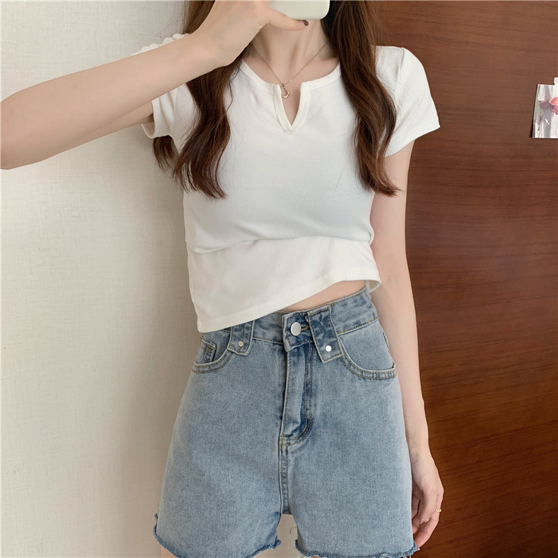 165 Women's Design Sense Slim Casual T-shirt Short Sleeves