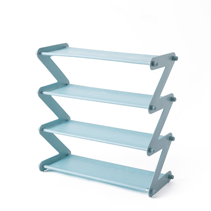RY1010133 Multi-Layer Simple Assembling Shoe Rack Stainless Steel Shoes Books Sundry Storage Rack Dormitory Bedroom Z-type Shoe Rack Arrangement
