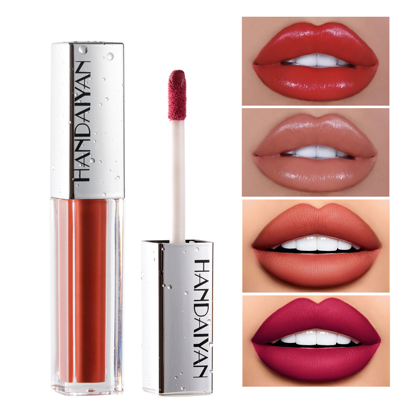 H1028 HANDAIYAN 12 Colors Lip Gloss Ice Cream Velvet Matte Soft Liquid Lipstick Waterproof Long-wearing Lip Makeup Tint