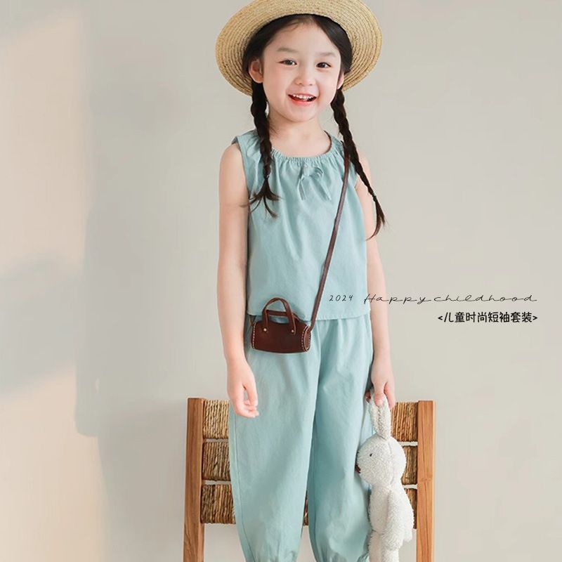 Girls' sleeveless tank top and pant suit TJLM2446