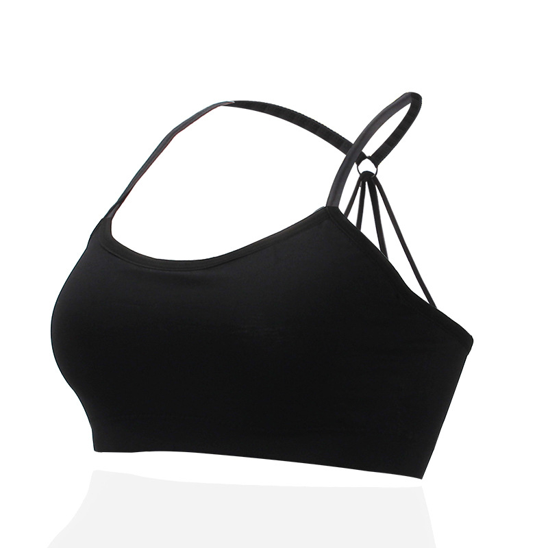 H-048 women's seamless bra knitted solid color vest underwired girl sports bra crossover beauty back bandeau girl suspenders