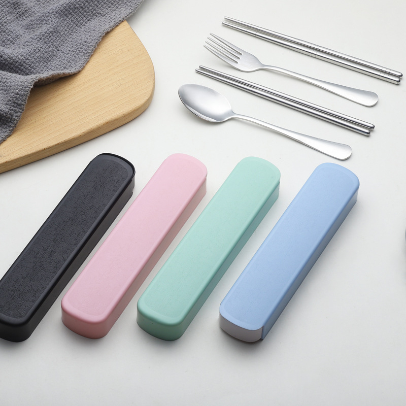 Travel Camping Cutlery Set Portable Tableware Stainless Steel Chopsticks Spoon Fork Steak Knife with Storage Case

