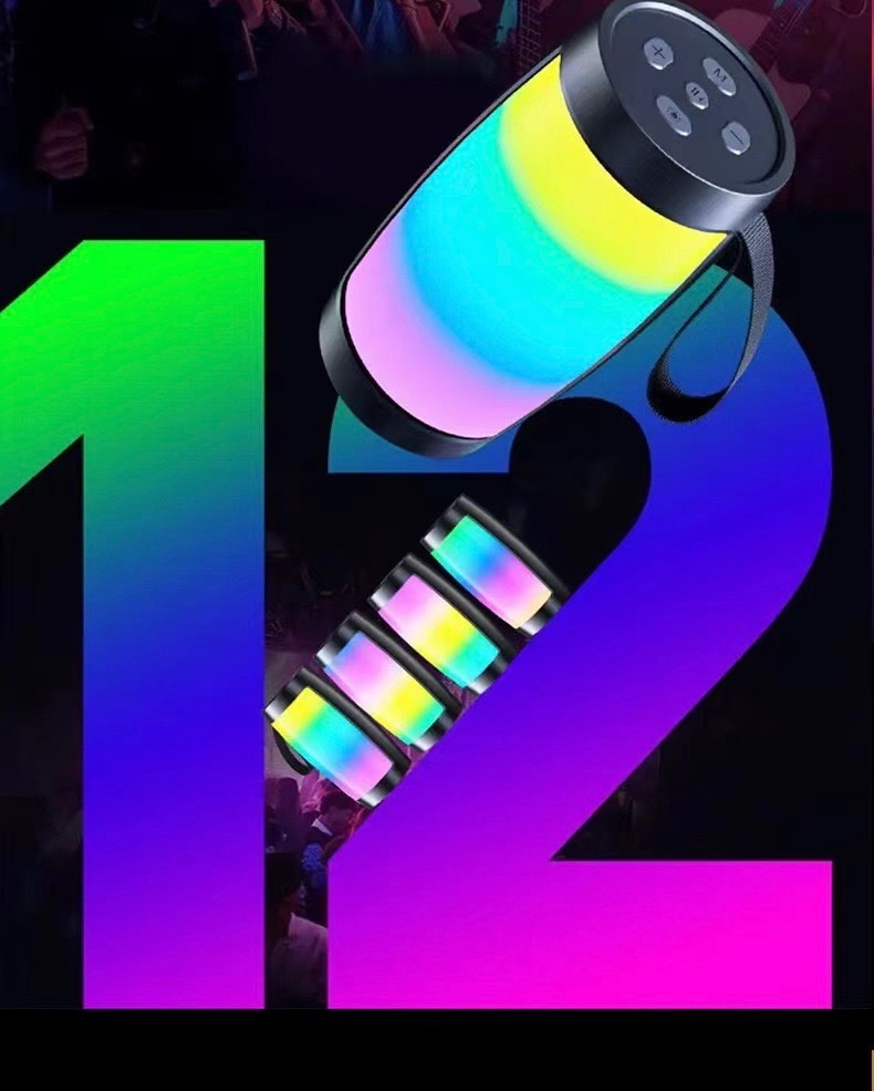 MusicMan Portable Bluetooth Speaker with RGB Disco Lights, In-car stereo system FM Radio, USB and MicroSD Playback,1500mAh Battery, Built-in Microphone & AUX Input - Wireless Party Speaker  