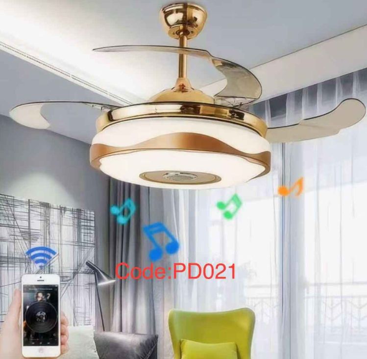 Ceiling Fans with Light and Remote Retractable Music Dimmable 3CCT Reversible BLDC Motor for Bedroom Living Room