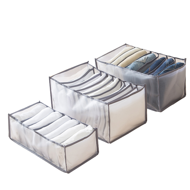 KEDOUXIN Cross Mirror Clothes Organizer Jeans Wardrobe Drawer Storage Box Foldable Washable Storage Organizer