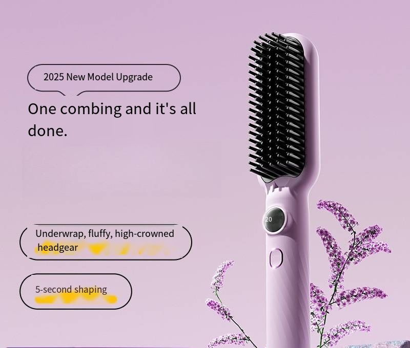 Negative Ion Hair Straightener Brush, Portable 2-in-1 Straightening Curling Tool, Hair Care & Anti-Frizz, Lazy Quick Styling Comb, Also for Beard Grooming, Home & Travel Use