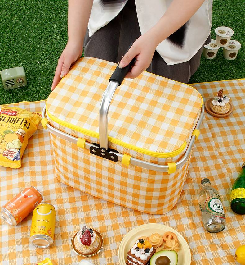 jy2209 Outdoor large capacity picnic bag camping picnic basket travel picnic bag portable bento bag thermal insulation bag
