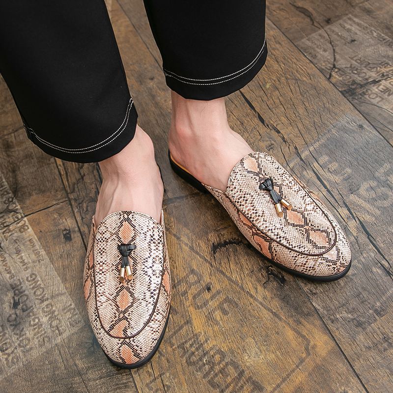 Youth Men Leisure Cool Mules Man Summer Slippers Fashion Casual Leather Loafers Flats Shoes Pu Breathable Slip On Footwears For