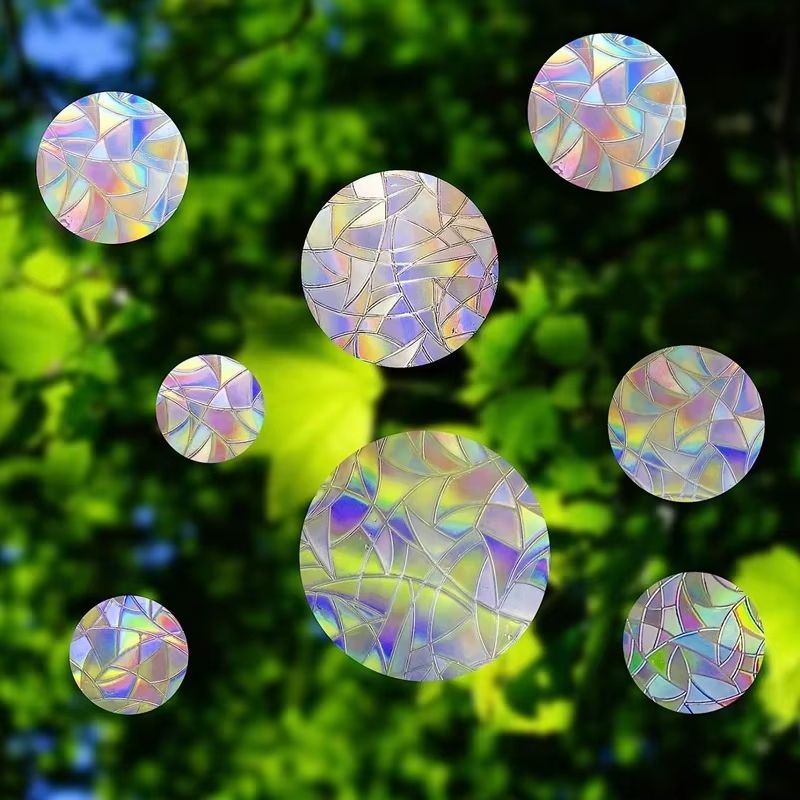 Rainbow Reflective Sticker Sun Light Catcher Stars Moon Circle Window Stickers Refraction Decals Light Catching Glass Decoration Wall Stickers
