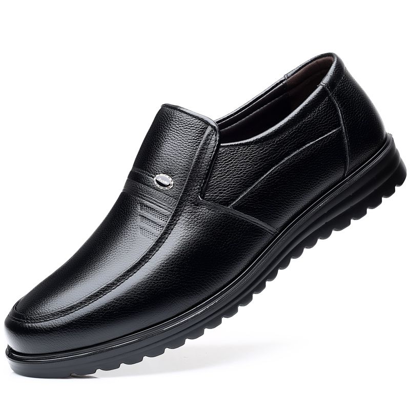 【Genuine Cow Leather】Men Classic Leather Shoes For Wedding Business Man Loafers Male Business Dress Footwears Of Black BrownBlack