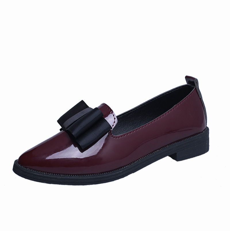Women Fashion Bowknot Flats Leather Classic Comfort Pointed Toe Dress Flats Pumps Shoes