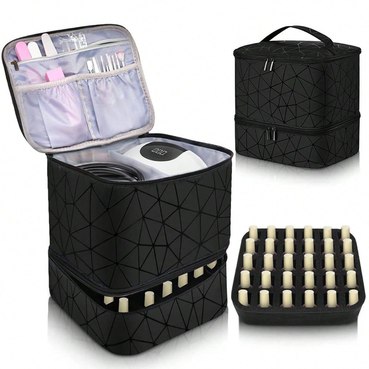 Large Capacity Cosmetic Bag, Luxury PVC Portable Bag for Women, Nail Polish Storage Bag & Manicure Handbag
