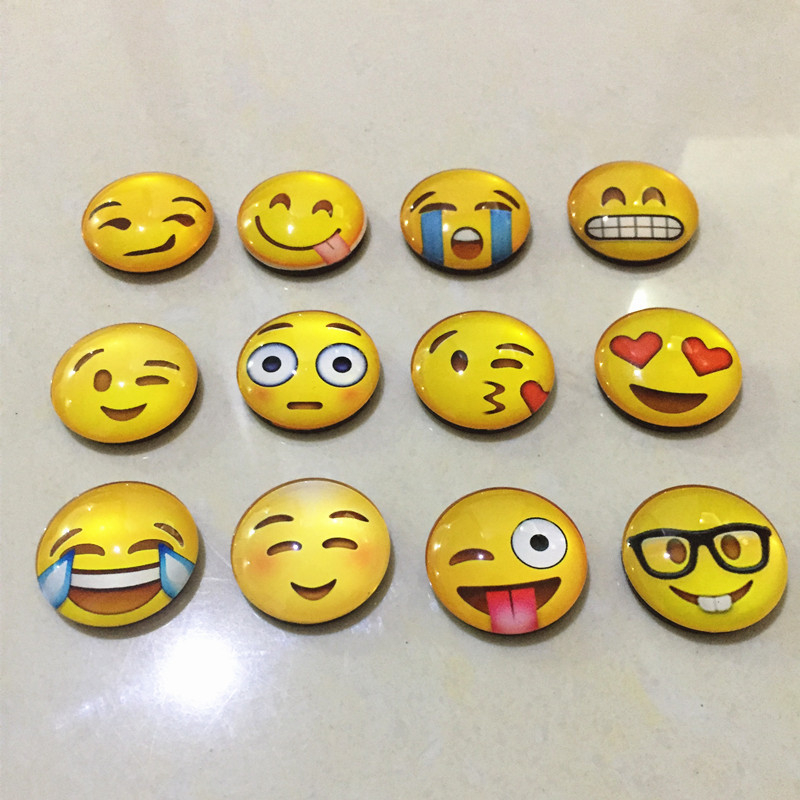 12 Pieces Smiling Expression Cute Face Fridge Magnets DIY Home Kitchen Accessory Decoration Funny Refrigerator Sticker
