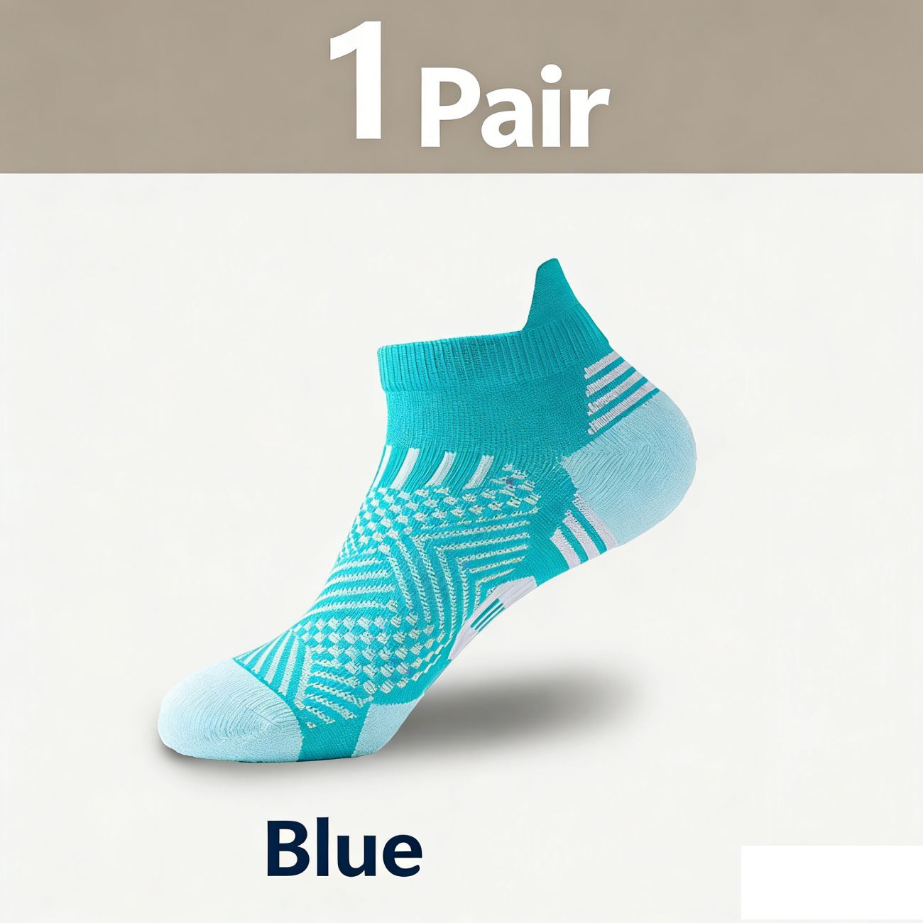 Men's Professional Sports Socks, Quick Dry Fitness Running Socks, Thickened Heel & Toe, Wear Resistant Non-Slip Low Cut Socks for All Seasons
Blue