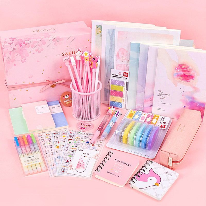 Deli stationery set student school supplies, primary school, junior high school, high school holiday gifts and gifts, exquisite three-dimensional starry sky gift box packaging, stationery luxury gift package
