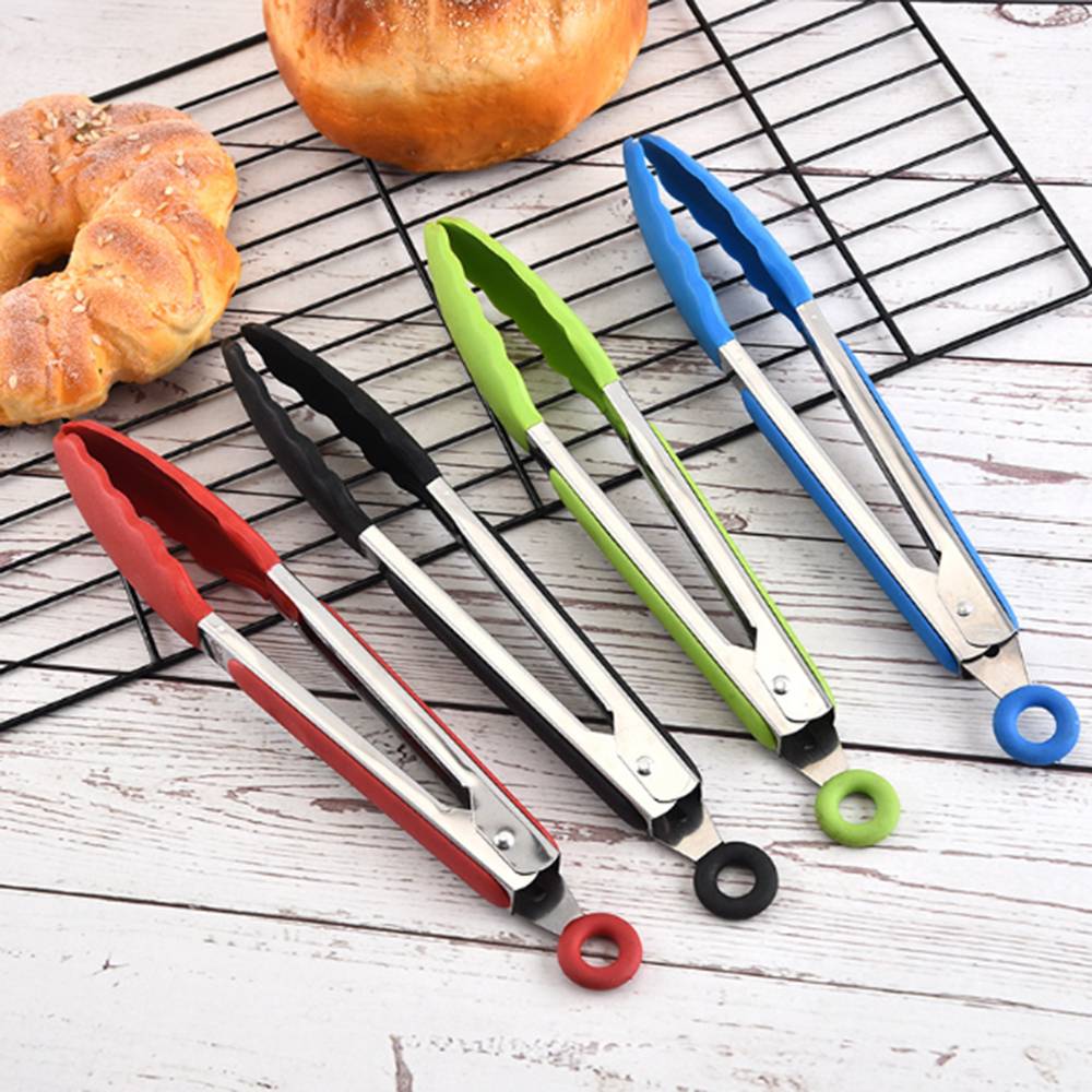 2Pcs Food Grade Silicone Food Tong Kitchen Tongs Utensil Cooking Tong Clip Clamp Accessories Barbecue Salad Serving BBQ Tools
