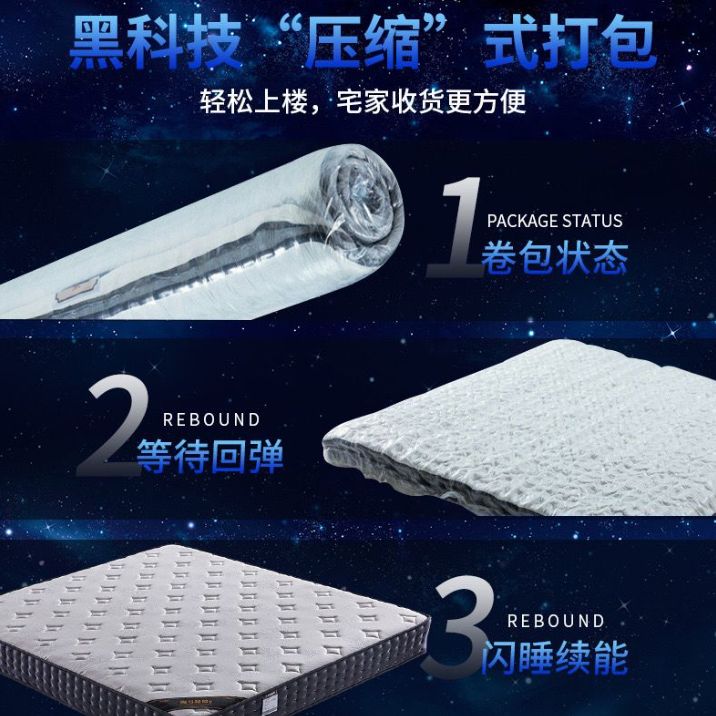 Luxury bedroom home furniture High-Density Soft Compressed Pocket Spring Hybrid Roll-Up Pocket Spring Mattress 
