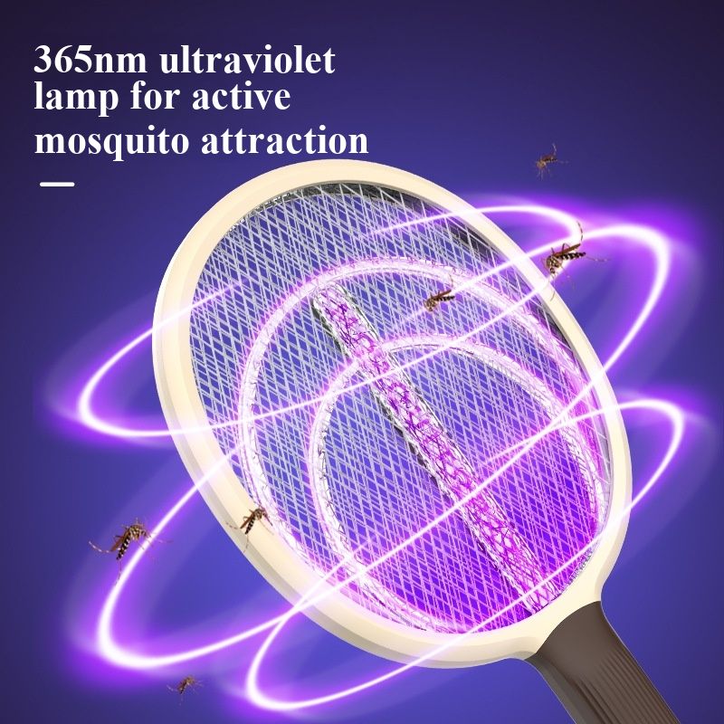 2 in 1 Electric Mosquito Swatter USB Rechargeable Fly Swatter with UV Light Mosquito Killer Lamp Electric Shock Bug Zapper for Home Indoor Outdoor