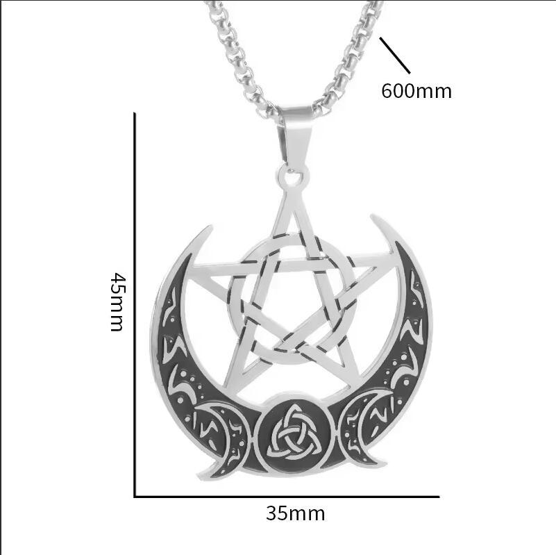 Crescent Moon, Five pointed Star, Pendant Necklace, Male, Female, Couple pendant chain necklace free shipping