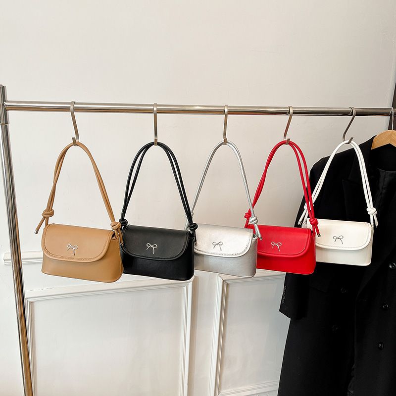 Fashion Bowknot Small Square Bag, Elegant Texture Shoulder Bag, Versatile Casual Handbag, Women Crossbody & Underarm Purse for Daily Travel Dating
