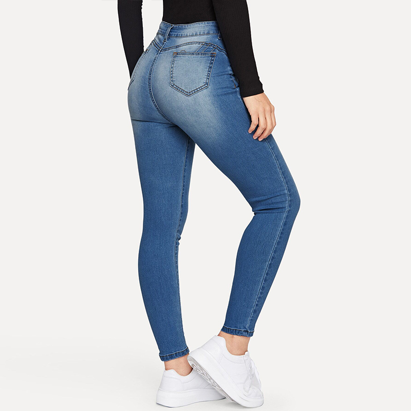 CL871-2 Womens Stonewash Slant Pocket Skinny Jeans