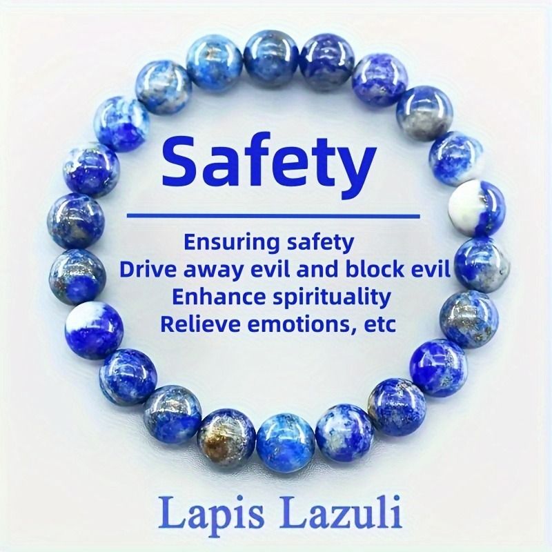 Minimalist Genuine Natural Lapis Lazuli Beaded Bracelet Unisex Fashion Hand Jewelry Smooth Polished Lapis Stone Stretch Bracelet For Daily Casual Matching Gift For Men Women
