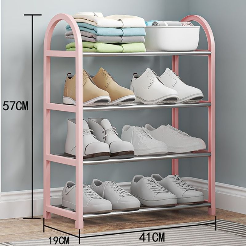 41*19*57 cm Multi layer steel pipe shoe rack CRRSHOP Small shoe rack and shoe cabinet Storage rack black pink blue grey white shoe rackpink