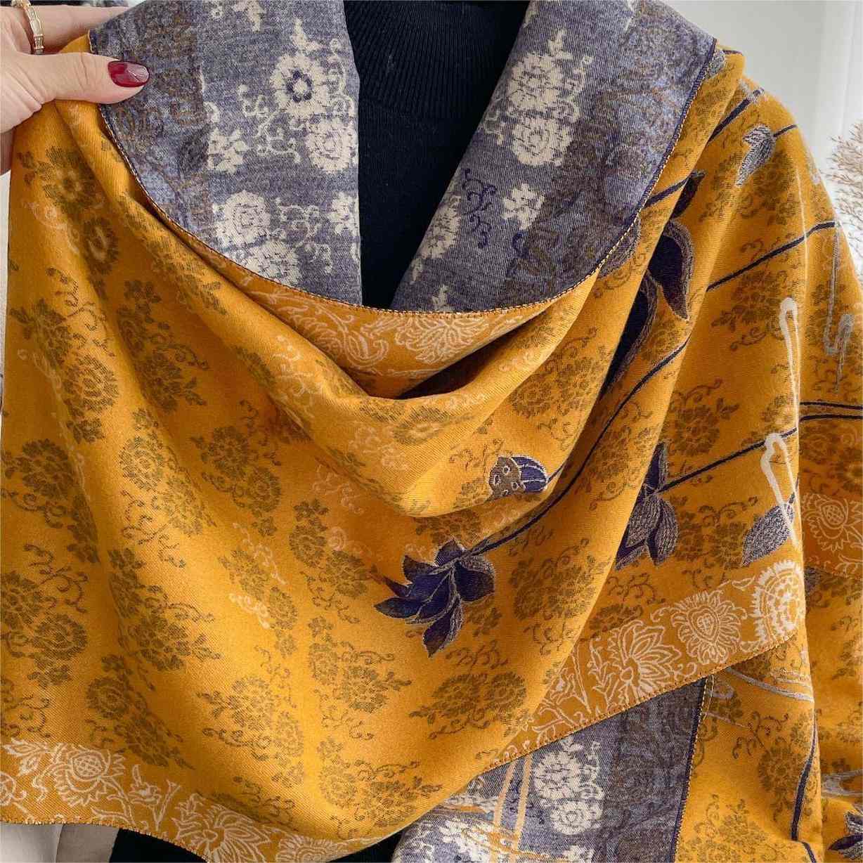 Women's Autumn/Winter Fashion Printed Shawl Scarf Imitation Cashmere Thermal Scarf