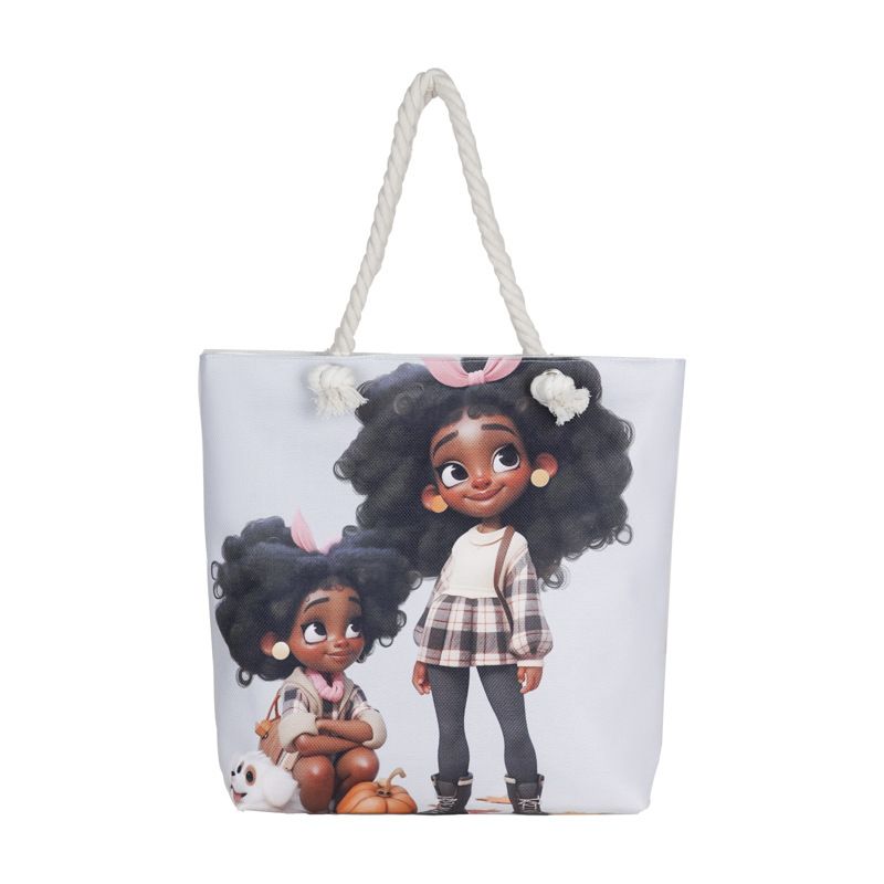 Miss DG Painting hand bag Cartoon canvas bag Large capacity Beauty Tote bag Shopping shoulder bag