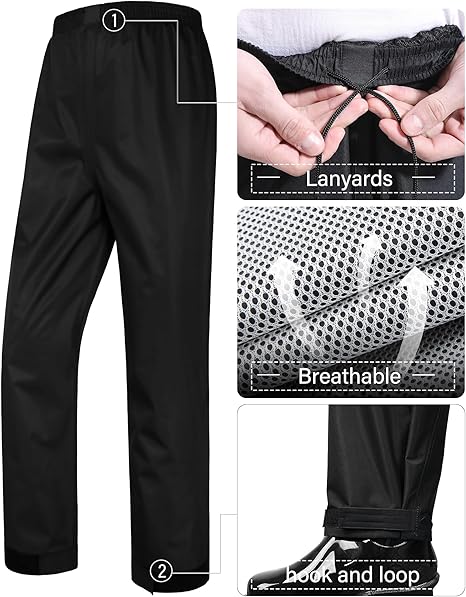 Rain Suit Waterproof Jacket and Trouser Suit Raincoat for Men and Women Outdoor All-Sport Breathable Anti-storm, XXXL fit 180CM 80KG