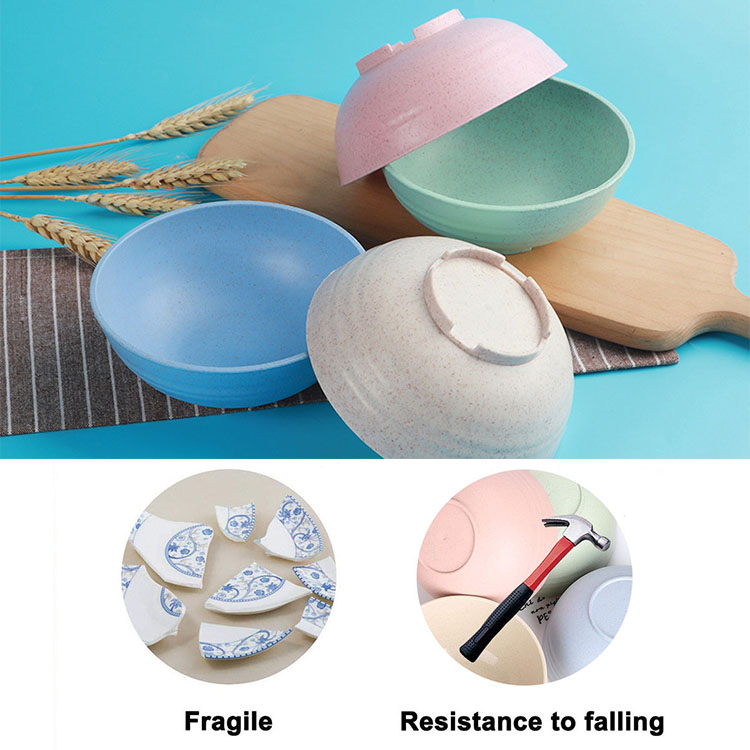 4 Pcs Wheat Straw Bowls, Lightweight Unbreakable Salad Soup Noodle Rice Tableware Container for Kids Children Toddler Adult and Seniors, Dishwasher and Microwave Safe