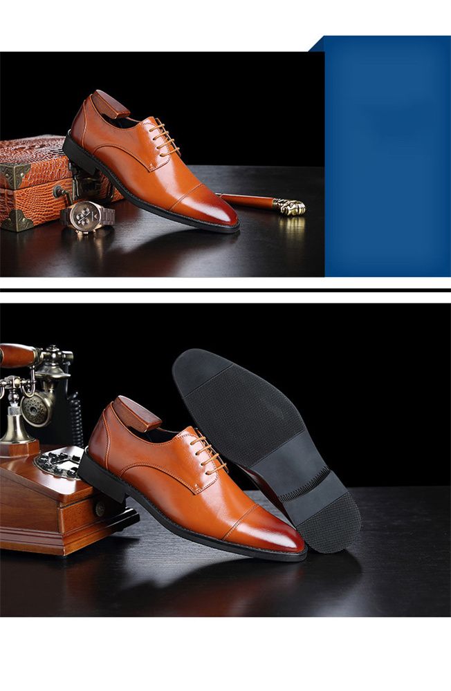 Spring new pointed-toe lace-up business formal leather shoes for men, British Brock cross-border men's shoes, wedding shoes