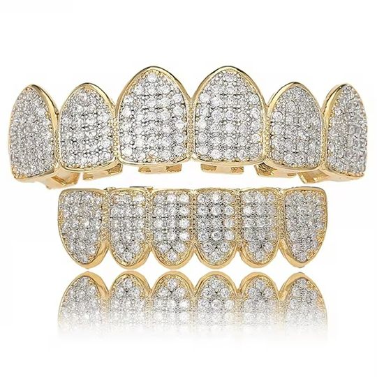 Hip-hop grill crushed ice jewelry braces micro-inlaid zircon personality trend jewelry colorful TeethGrillz