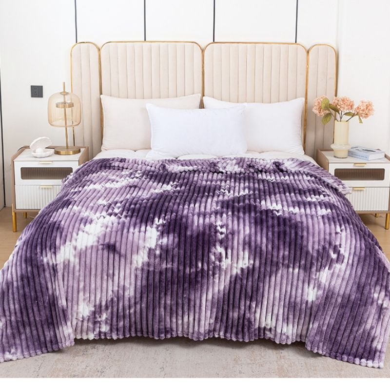70cm*100cm ,100cm*150cm,150cm*200cm,180cm*200cm,200cm*230cm Colorful cloud tie dye wide stripe milk flannel blanket, sofa blanket, bed tail blanket, leg blanket cover CRRSHOP free shipping blanket