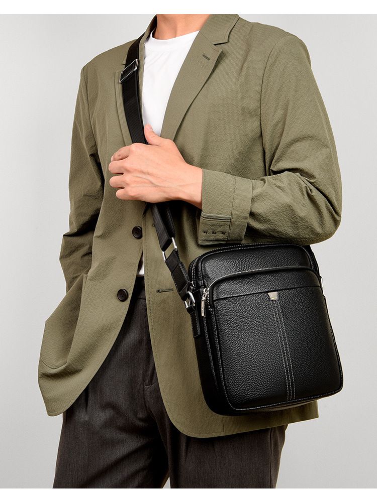 Business men's shoulder bag, stylish and simple, advanced men's messenger bag, mobile phone bag, work backpack
First layer cowhide business bag