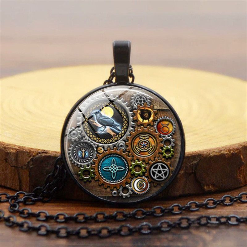 Mechanical Time Gemstone Pendant Necklace CRRSHOP free shipping